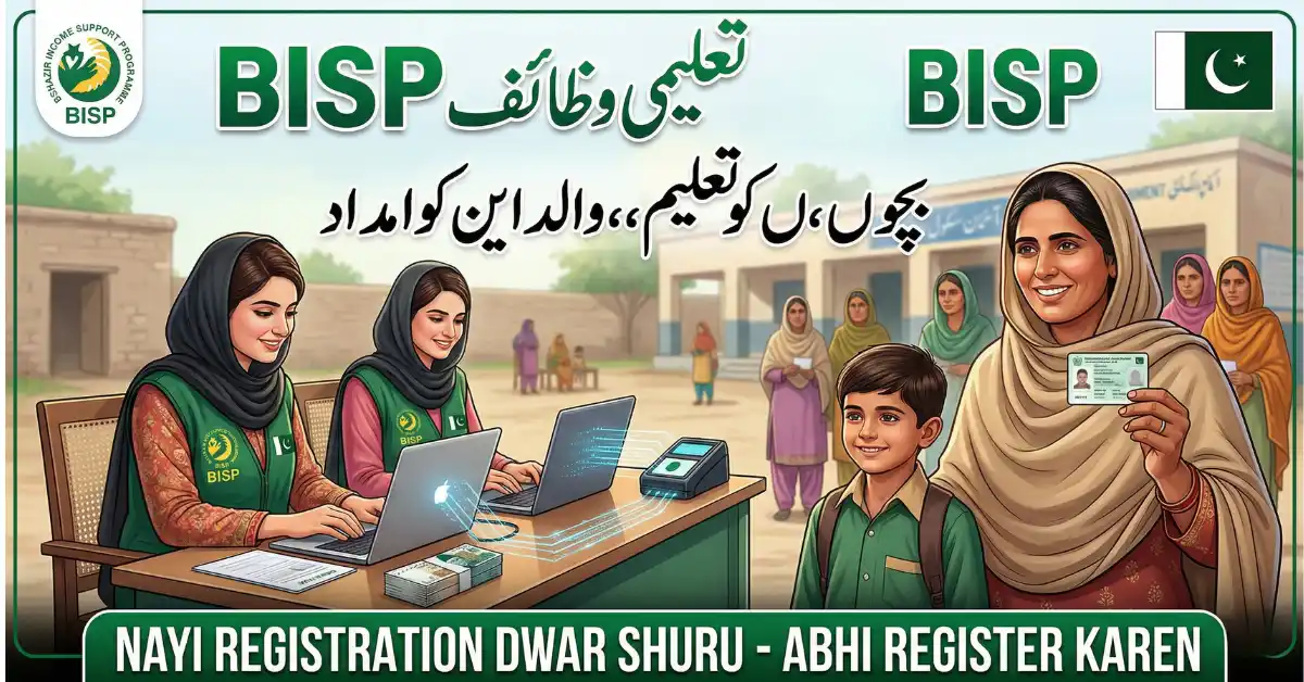 To support low-income households, the government has reopened BISP Taleemi Wazaif 2026 registration, offering financial assistance to keep children in school.